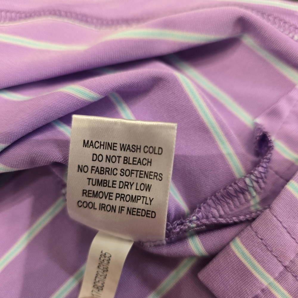 F&G Tech Mens Purple Striped Polo Shirt Forest Creek Golf Club Large Made in USA - Picture 5 of 6